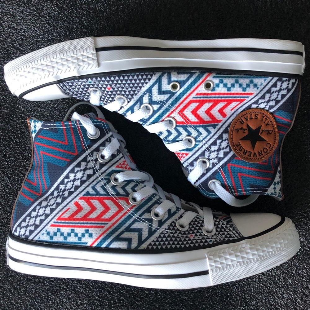 High Top Converse - Colorful Aztec Print